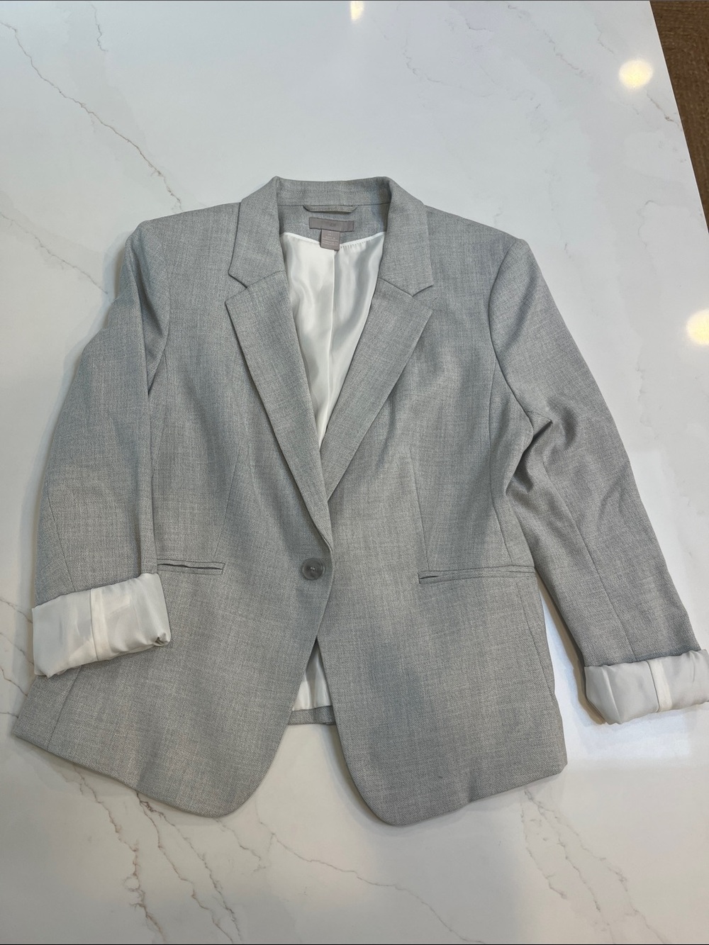 H&M Light Gray Women's Single-Button Tailored Blazer